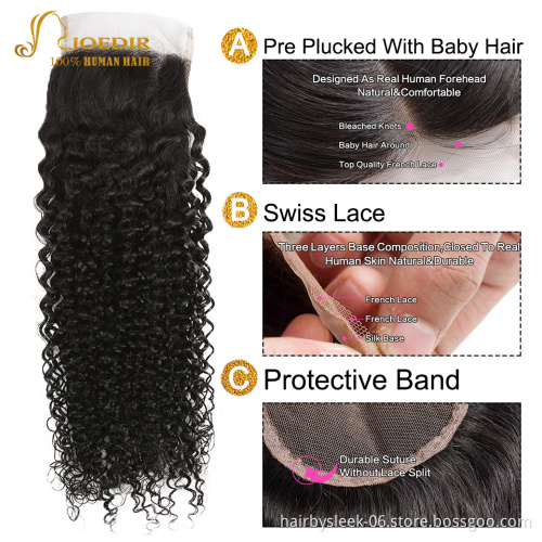 Rebecca Brazilian Hair Bundles With Closure And Frontal  4*4 Kinky Curly Human Hair Weave Bundles Lace Closure And Frontal